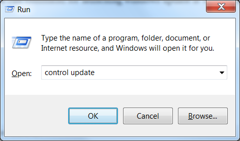 Launching windows update from Run