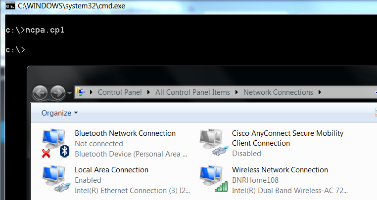 How to open network connections from command line