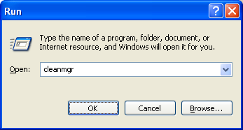 Screenshot for Disk cleanup manager run command